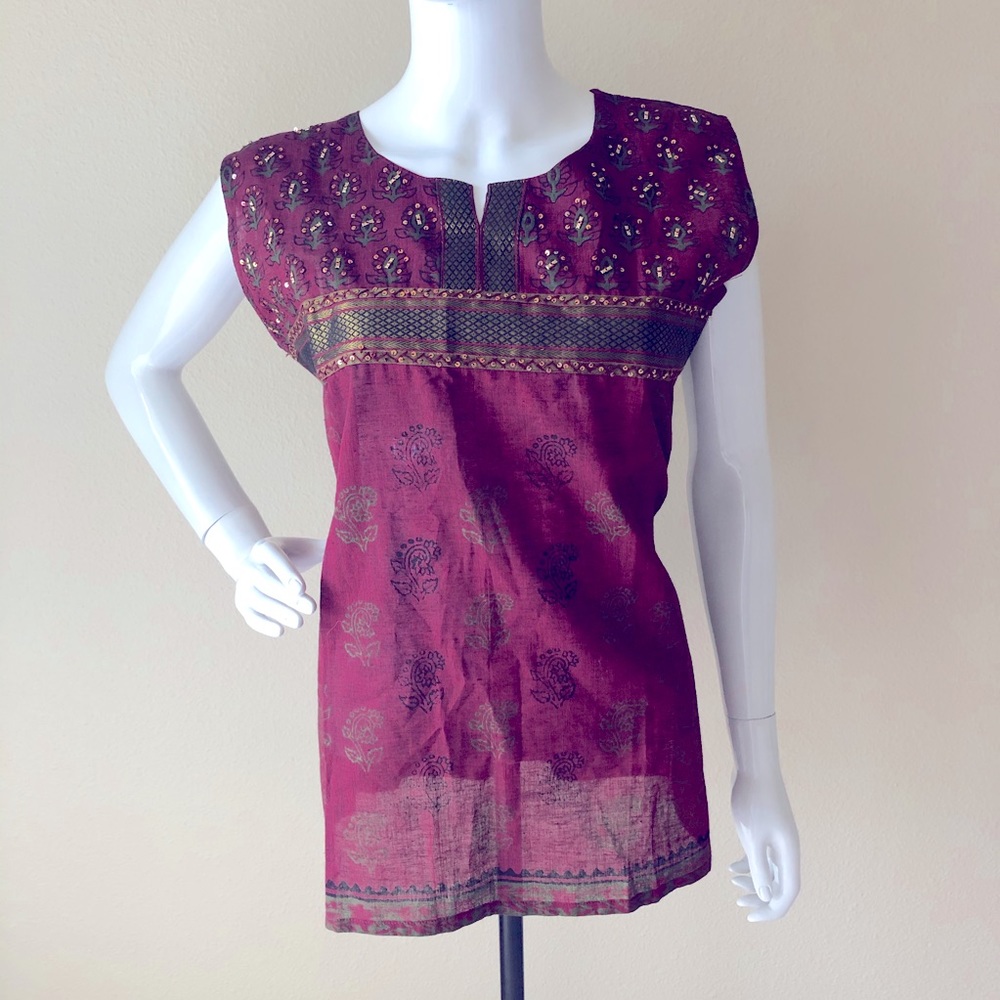 Maroon Indian Kurti Tunic 2X